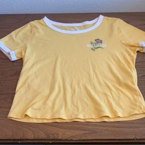 Yellow/gold Hollister ultra crop t-shirt size xs